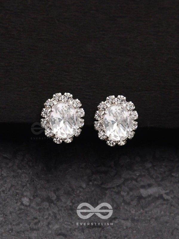 SHIMMER AND SHINE - SILVER EMBELLISHED STUD EARRINGS