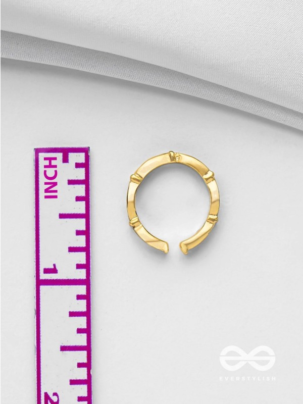 PRUSSIAN PROWESS - GOLDEN AND BLUE EMBELLISHED RING (ADJUSTABLE)