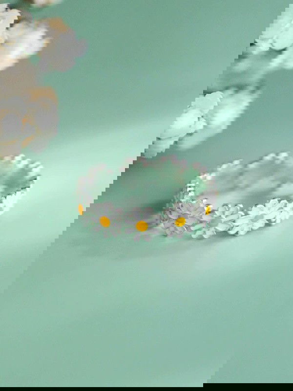 DAISY MEADOWS - SILVER EMBELLISHED RING (ADJUSTABLE)