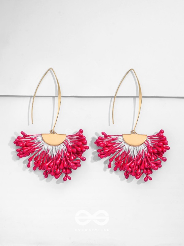 FREE SPIRIT SYMPHONY - GOLDEN EMBELLISHED EARRINGS (RED)