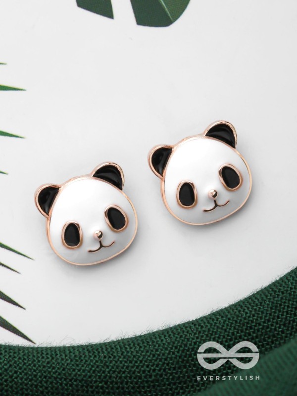 CHEEKY PANDA - GOLDEN EMBELLISHED STUD EARRINGS
