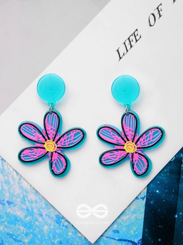 LITTLE ARTIST LILY - CASUAL ACRYLIC EARRINGS (BLUE)