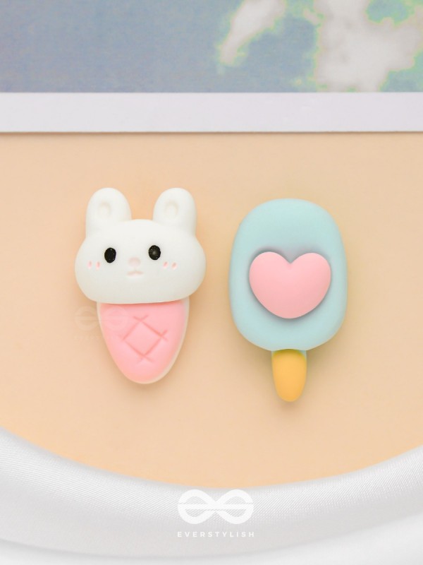 SCOOPS 'N CRUNCHES  - MISMATCHED ACRYLIC EARRINGS