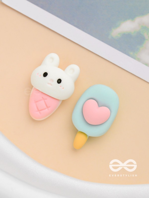 SCOOPS 'N CRUNCHES  - MISMATCHED ACRYLIC EARRINGS