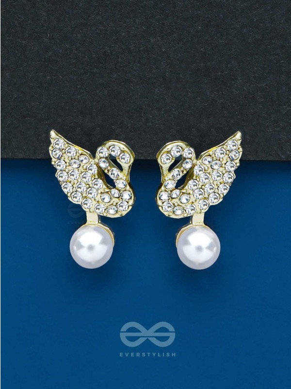THE SWAN'S EMBRACE - GOLDEN EMBELLISHED EARRINGS