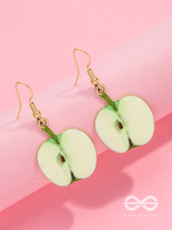 SWEET APPLE SERENADE - GOLDEN EMBELISHED EARRINGS