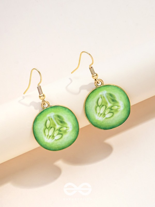 AS COOL AS CUCUMBER - GOLDEN EMBELISHED EARRINGS