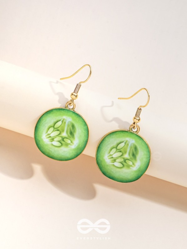 AS COOL AS CUCUMBER - GOLDEN EMBELISHED EARRINGS