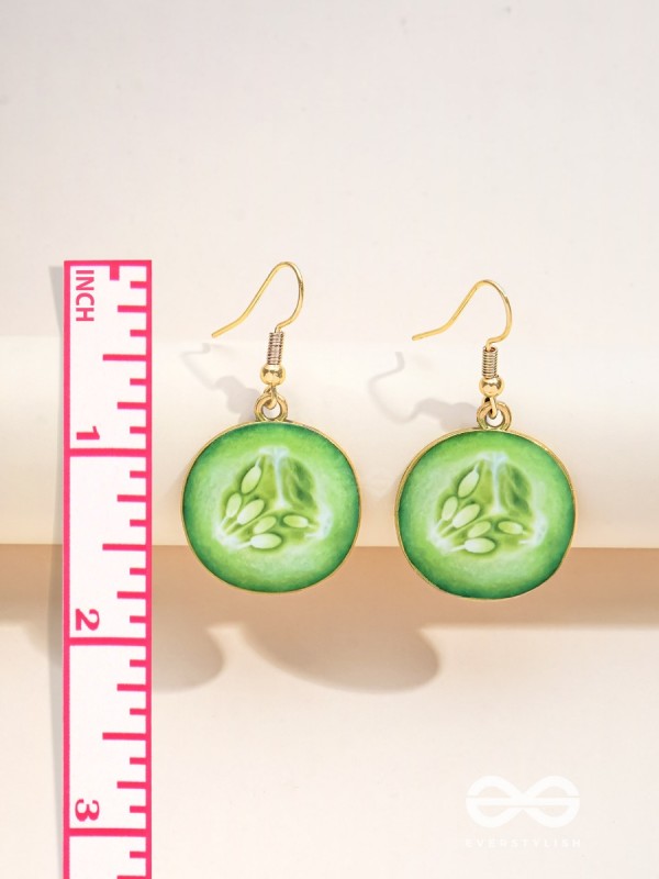 AS COOL AS CUCUMBER - GOLDEN EMBELISHED EARRINGS