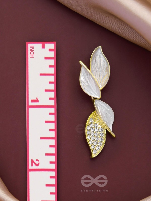 WINGS OF MAGIC - GOLDEN AND WHITE EMBELLISHED EARRINGS