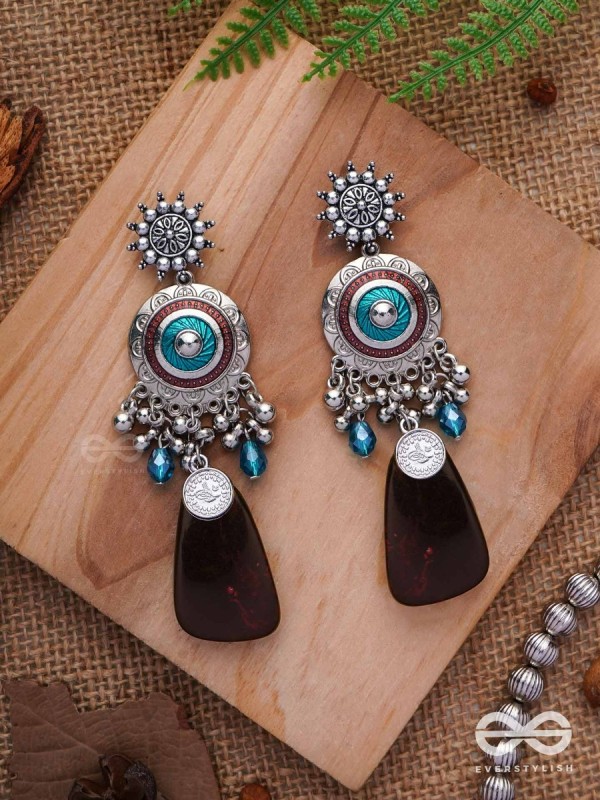 The Infinity Swirls - Enamelled Oxidised Earrings