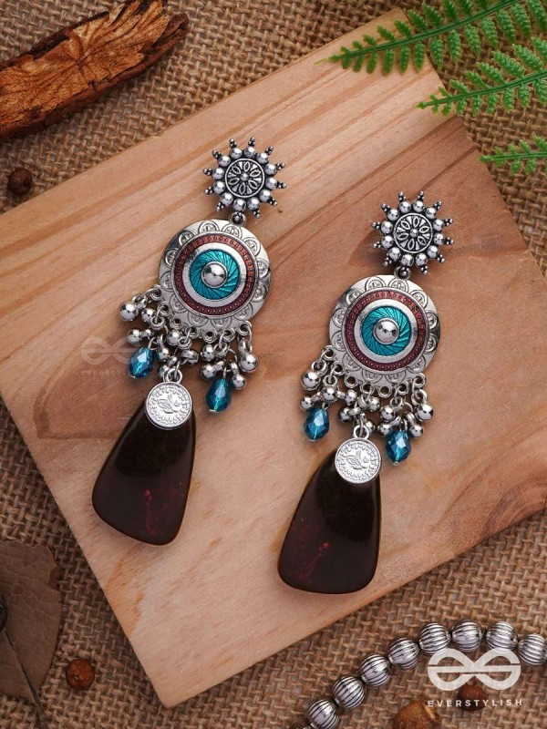 The Infinity Swirls - Enamelled Oxidised Earrings