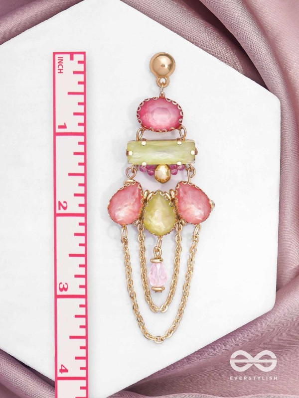 The Rosewood Radiance - Golden Embellished Earrings