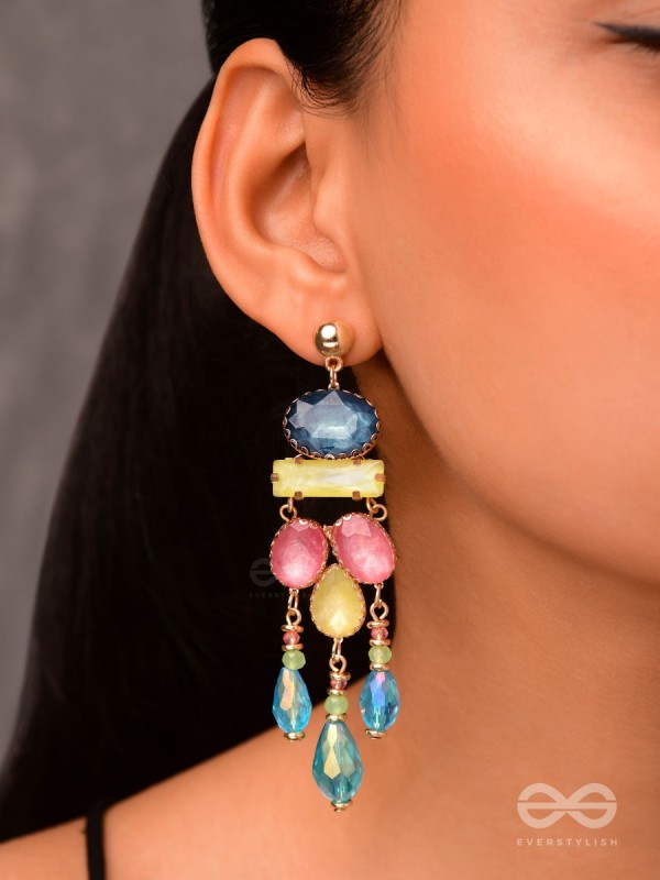 The Bright Delight - Golden Embellished Earrings
