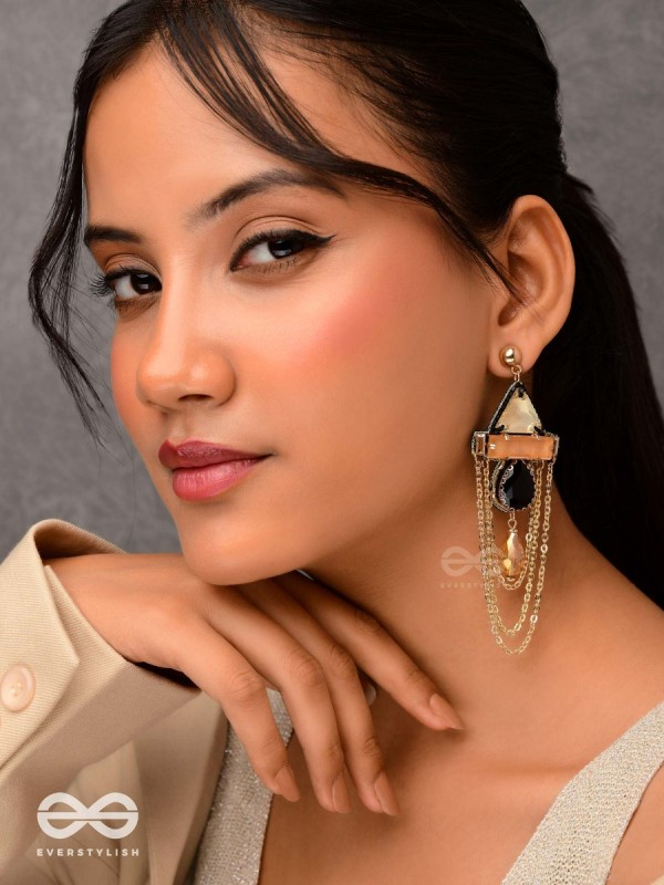 The Dusky Prisms - Embellished Golden Earrings