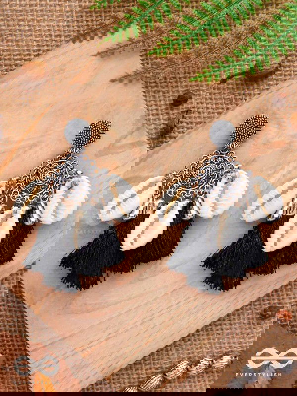 Midnight Swirls - Oxidised Earrings