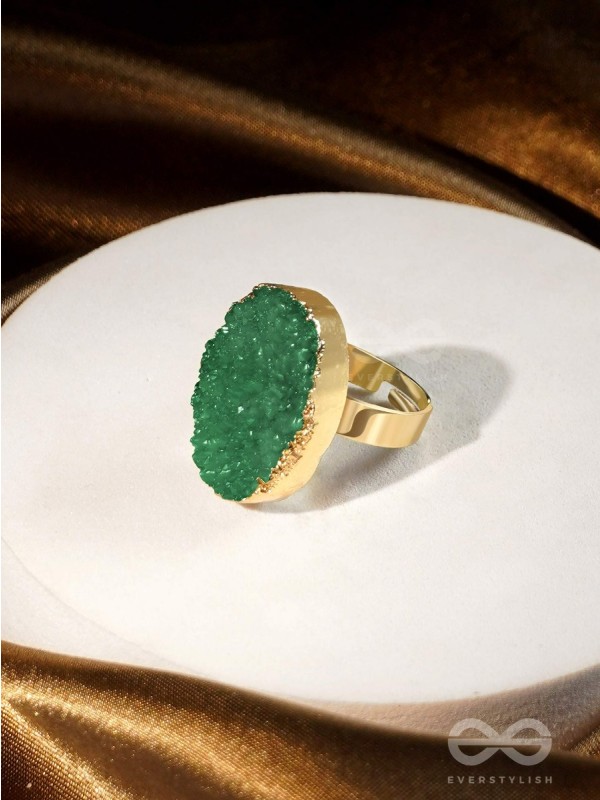 Crystal Frost - Green Druzy Ring (Adjustable)