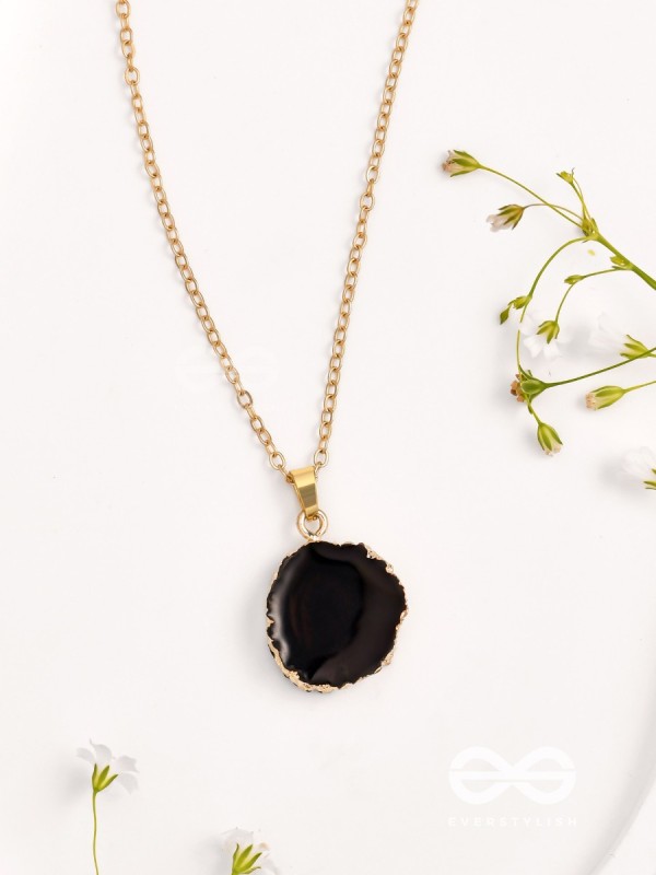 Glowing Magic - Golden And Black Resin Pendant With Anti-Tarnish Coating