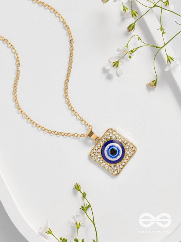 Gaze Of Magic - Golden Embellished Pendant With Anti-Tarnish Coating