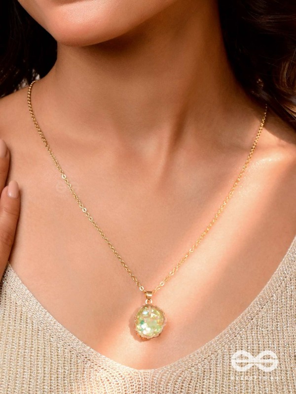 The Aqua Bloom - Golden And Teal Resin Pendant With Anti-Tarnish Coating