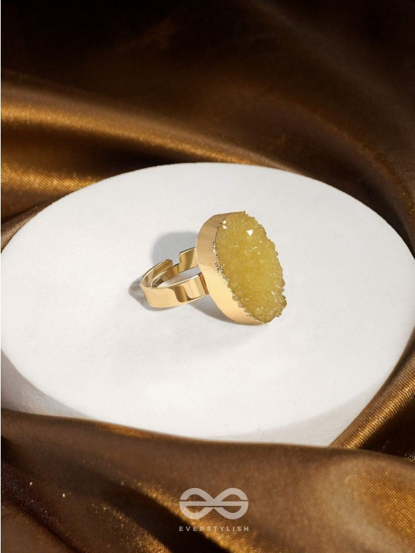 Crystal Frost - Yellow Druzy Ring (Adjustable)