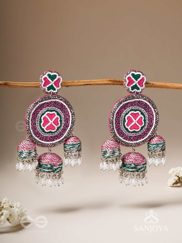 Sumardava- The Art Of Softness- Resham, Beads And Cutdana Hand Embroidered Earrings