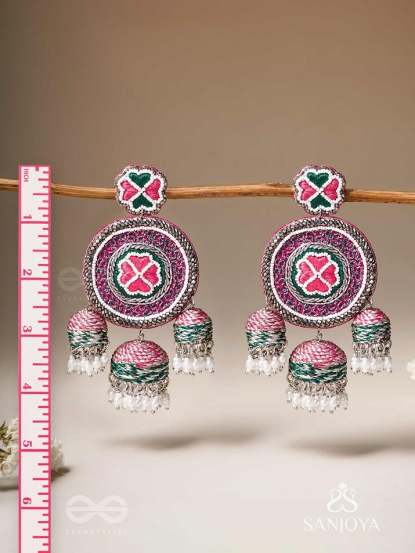 Sumardava- The Art Of Softness- Resham, Beads And Cutdana Hand Embroidered Earrings