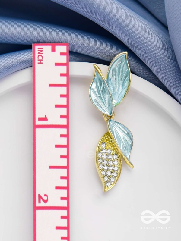 WINGS OF MAGIC - GOLDEN AND BLUE EMBELLISHED EARRINGS