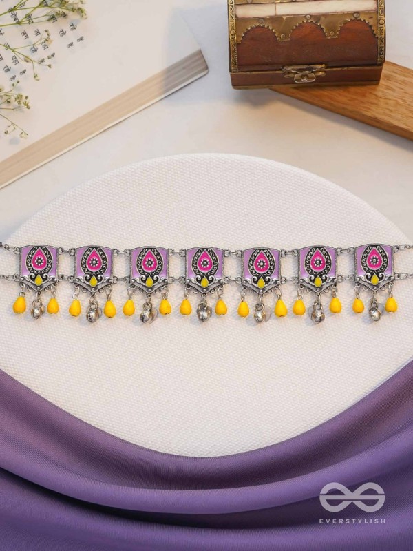 Blushing Marigold- Enamelled Oxidized Neckpiece