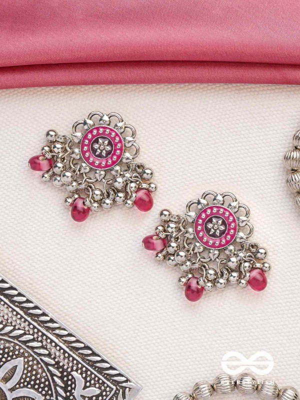 The Silver Talisman- Enamelled Oxidised Earrings