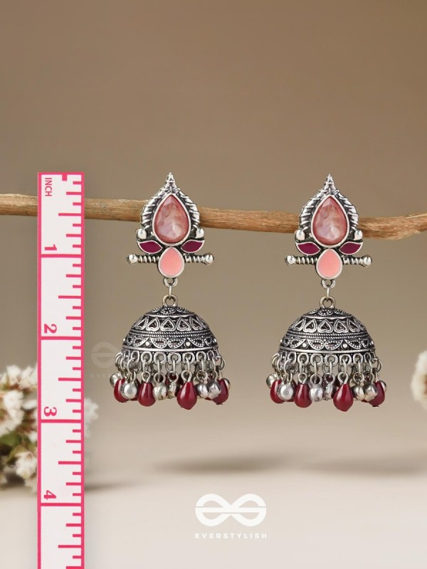 The Shades of Love - Enamelled Oxidised Jhumka Earrings