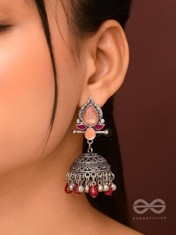 The Shades of Love - Enamelled Oxidised Jhumka Earrings