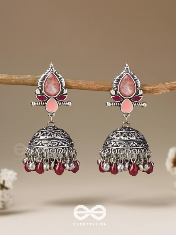 The Shades of Love - Enamelled Oxidised Jhumka Earrings