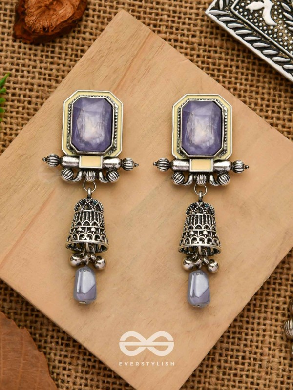 The Lilac Clouds- Oxidised Embellished Earrings