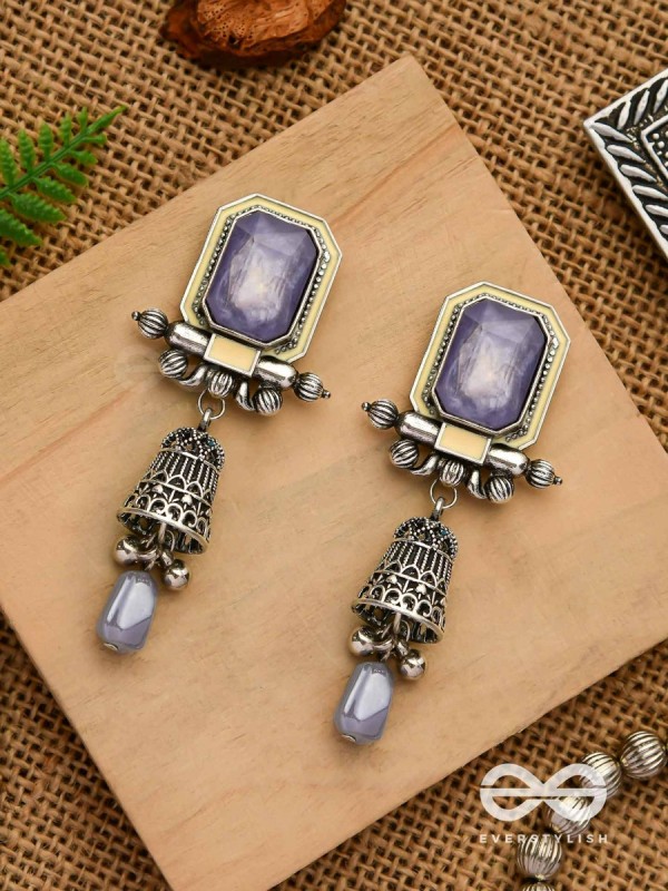 The Lilac Clouds- Oxidised Embellished Earrings