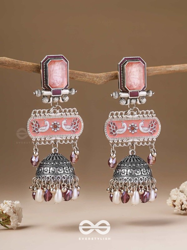 The Rosewood Nostalgia- Enamelled Oxidised Jhumka Earrings
