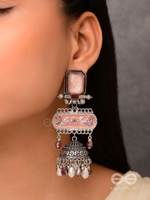 The Rosewood Nostalgia- Enamelled Oxidised Jhumka Earrings