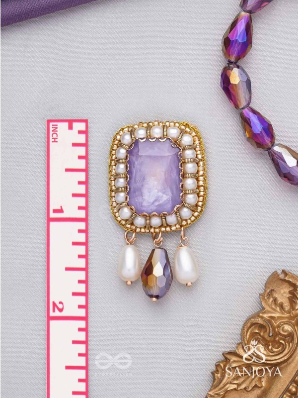Dhumraruk - The Lavender Love- Stone, Beads, Glass And Pearl Drops Hand Embroidered Earrings