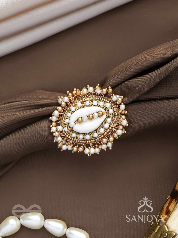 Haimana - The Shell Haven - Beads And Shell Hand Embroidered Ring