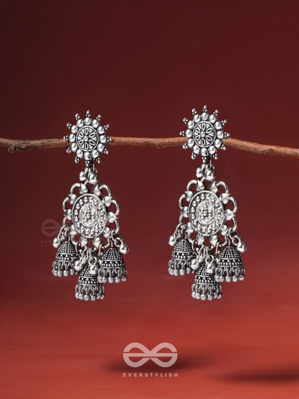 The Moon Flower- Oxidised Earrings