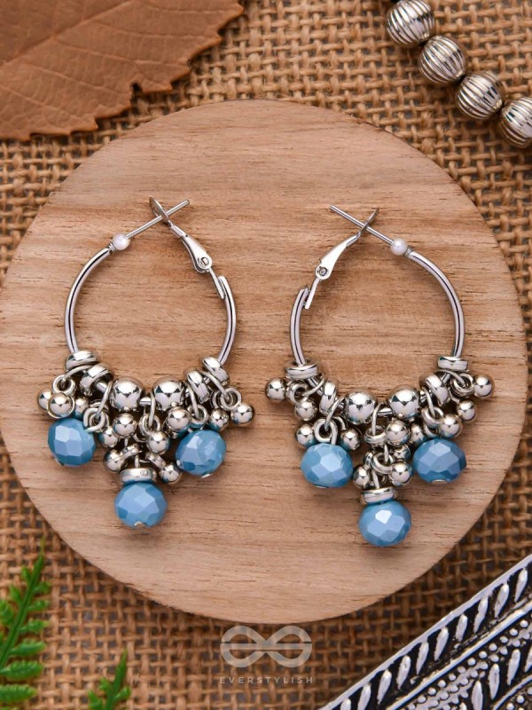 The Blue Orchid- Glass Drops Oxidised Earrings
