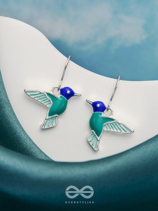 Sky Wings - Silver Enamelled Earrings