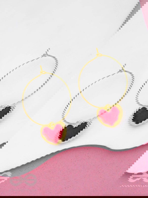 THE HEARTFELT EMBRACE - GOLDEN ENAMELLED HOOPS