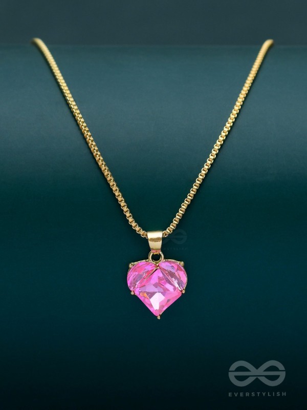 The Crystal Heart - Golden Embellished Neckpiece With Anti-Tarnish Coating