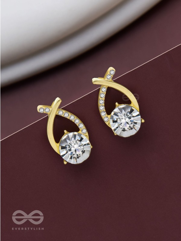 Shining Shimmerstones - Golden Embellished Earrings