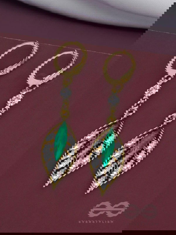 Lush Leaflets - Golden Embellished Earrings