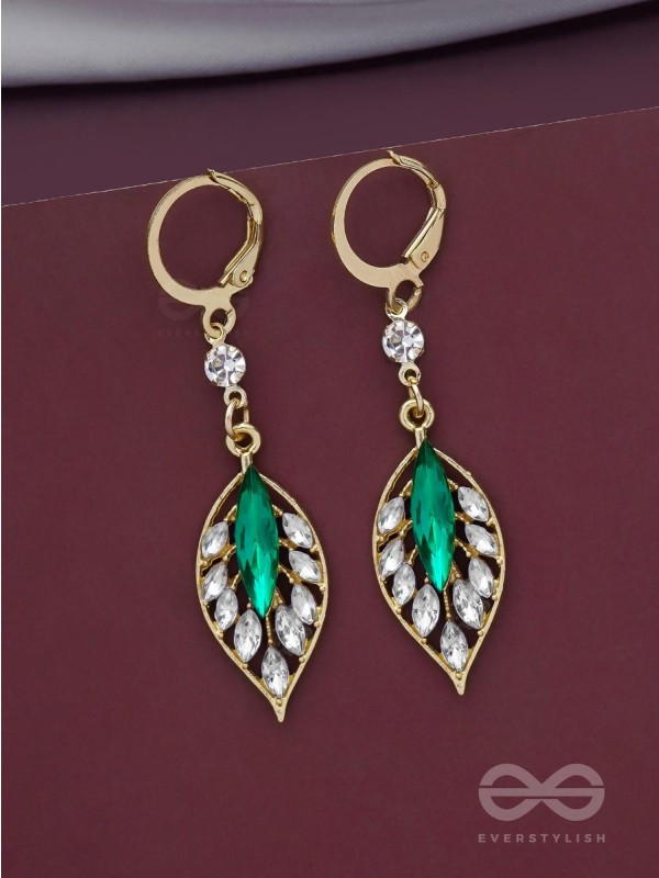 Lush Leaflets - Golden Embellished Earrings
