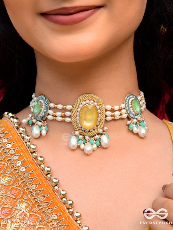 Divitmat - The Heavenly Skies - Stone And Beads Hand Embroidered Neckpiece