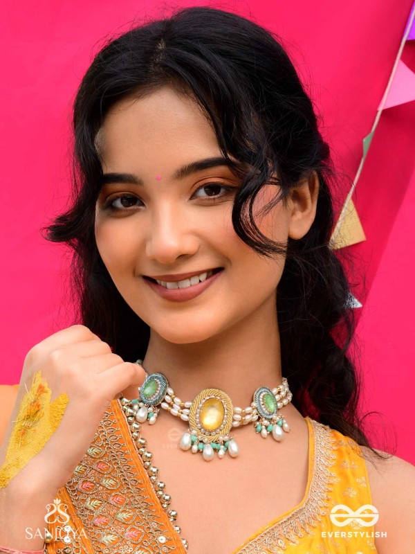 Divitmat - The Heavenly Skies - Stone And Beads Hand Embroidered Neckpiece