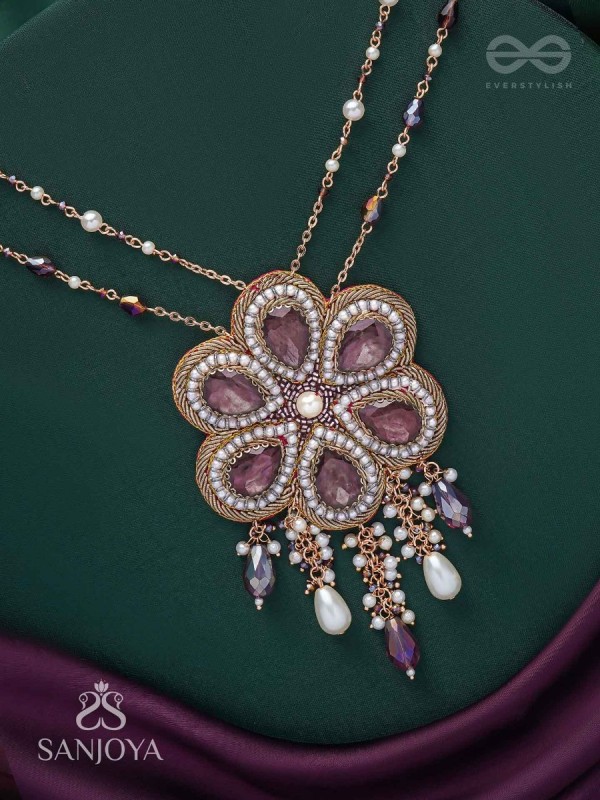 Bahukusumita - The Garden Gala - Stone, Beads And Pearls Hand Embroidered Neckpiece